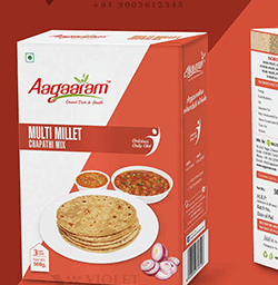 AAGAARAM Brands Multi Millet Chapathi Mix Box Branding Packaging Design Digital Marketing in Coimbatore by Violet Spark