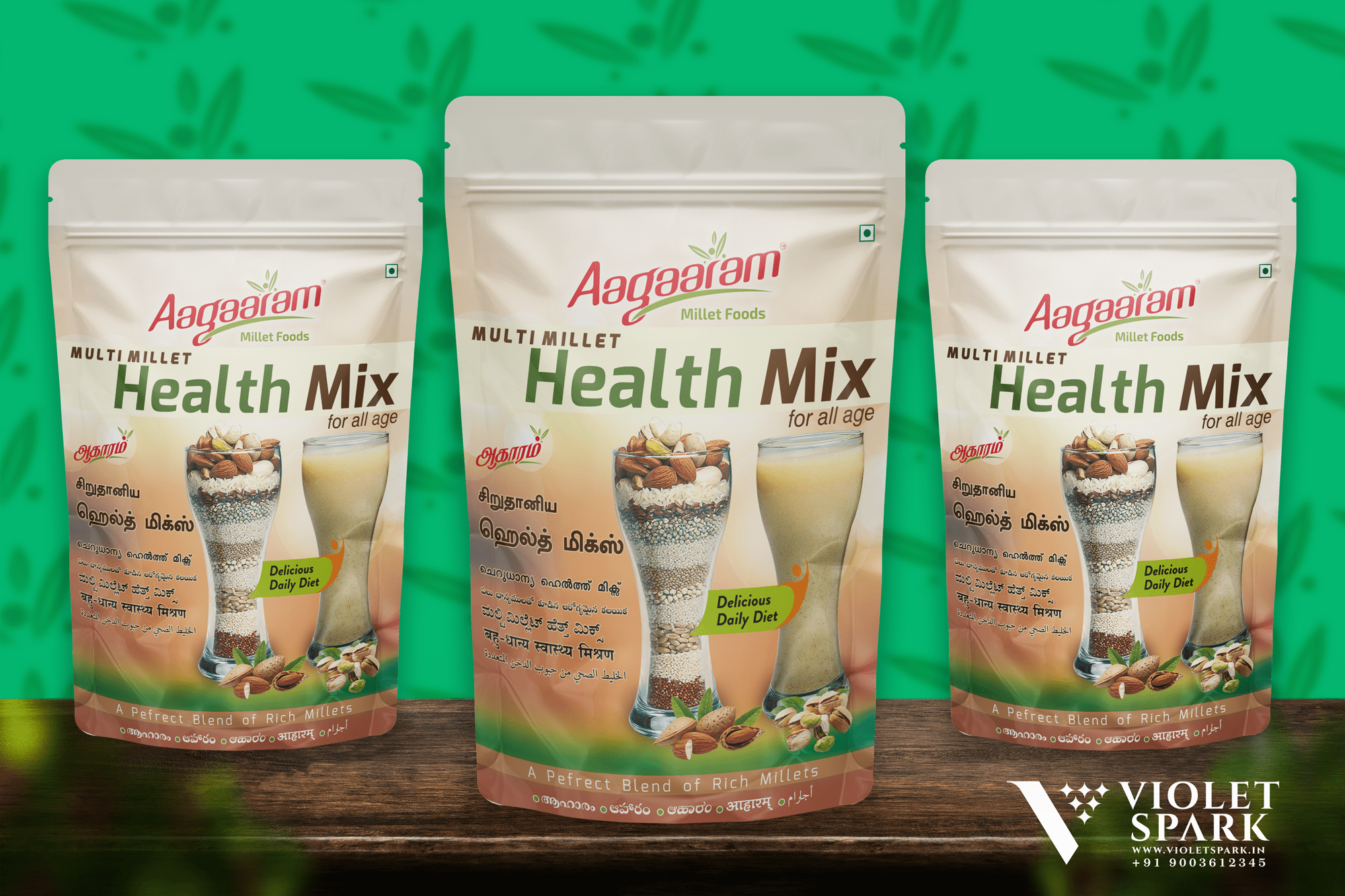 AAGAARAM Brands Multi Millet Health Mix Branding Packaging Design Digital Marketing in Chennai by Violet Spark