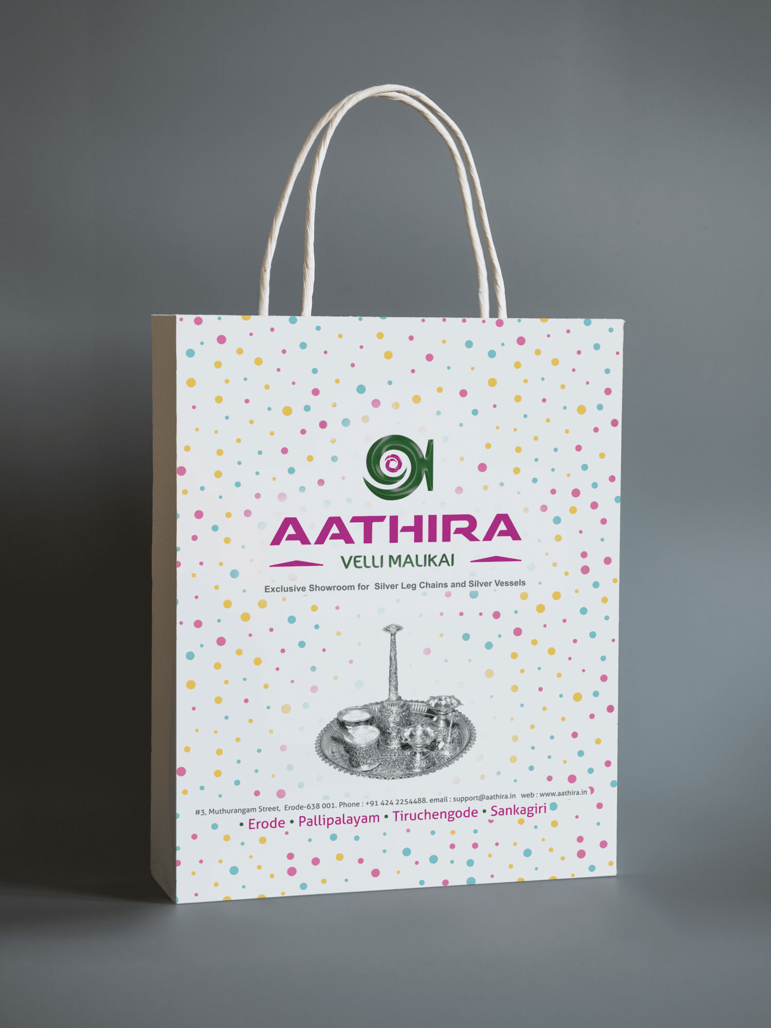 Aathira Jewellery Paper Bag Branding Design Digital Marketing in Bangalore by Violet Spark