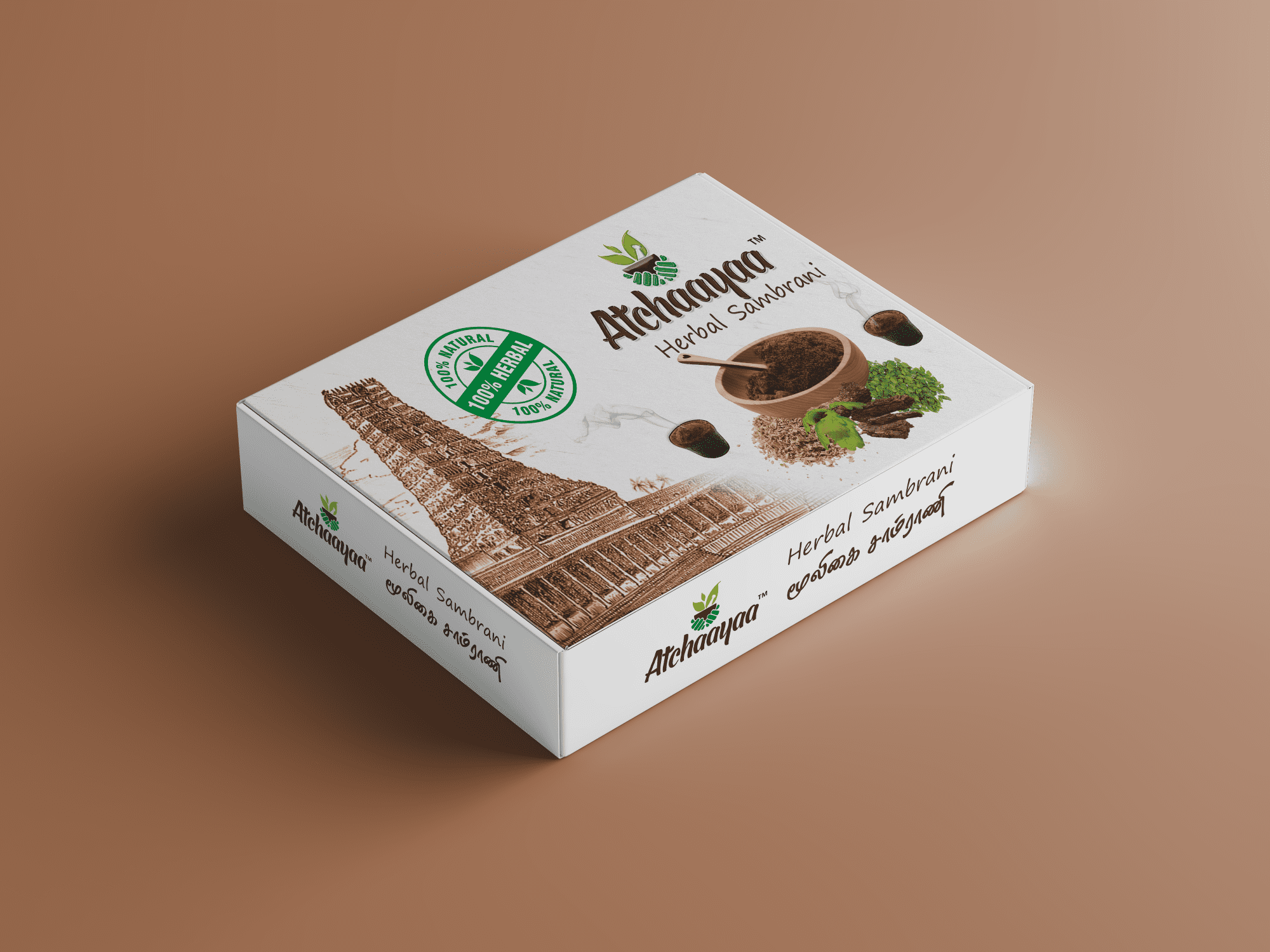 Atchaayaa Herbal Brand Sambrani Packaging Box Design by Creative Prints thecreativeprints