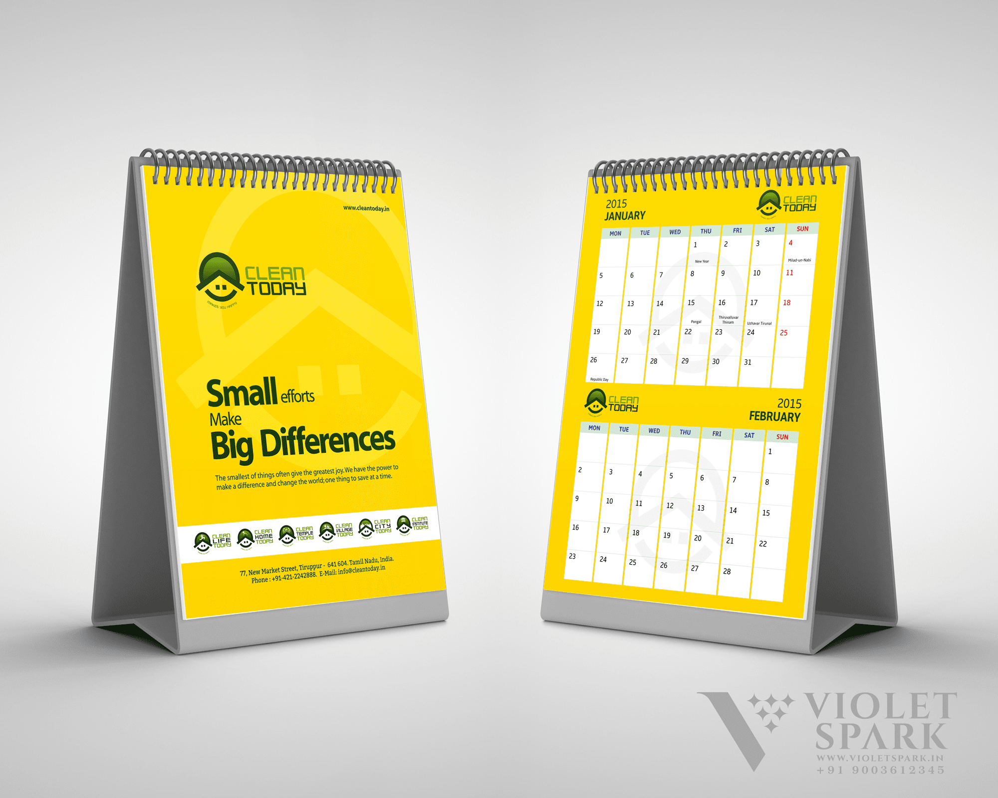 Clean Today by The Chennai Silk, Calendar Branding Packaging Design Digital Marketing in Vellore by Violet Spark
