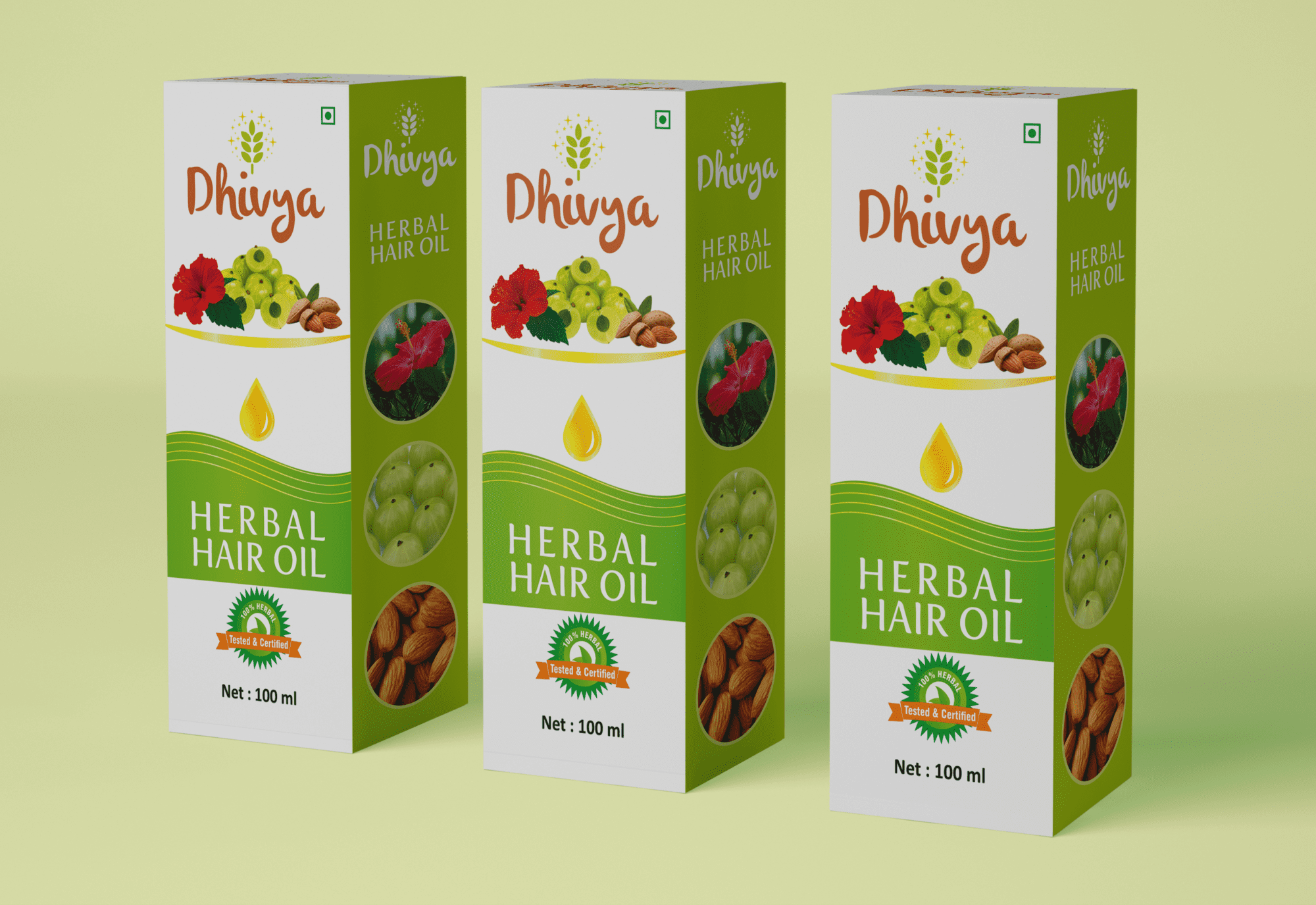 Dhivya Herbal Hair Oil Box Namakkal Designed by Creative Prints thecreativeprints