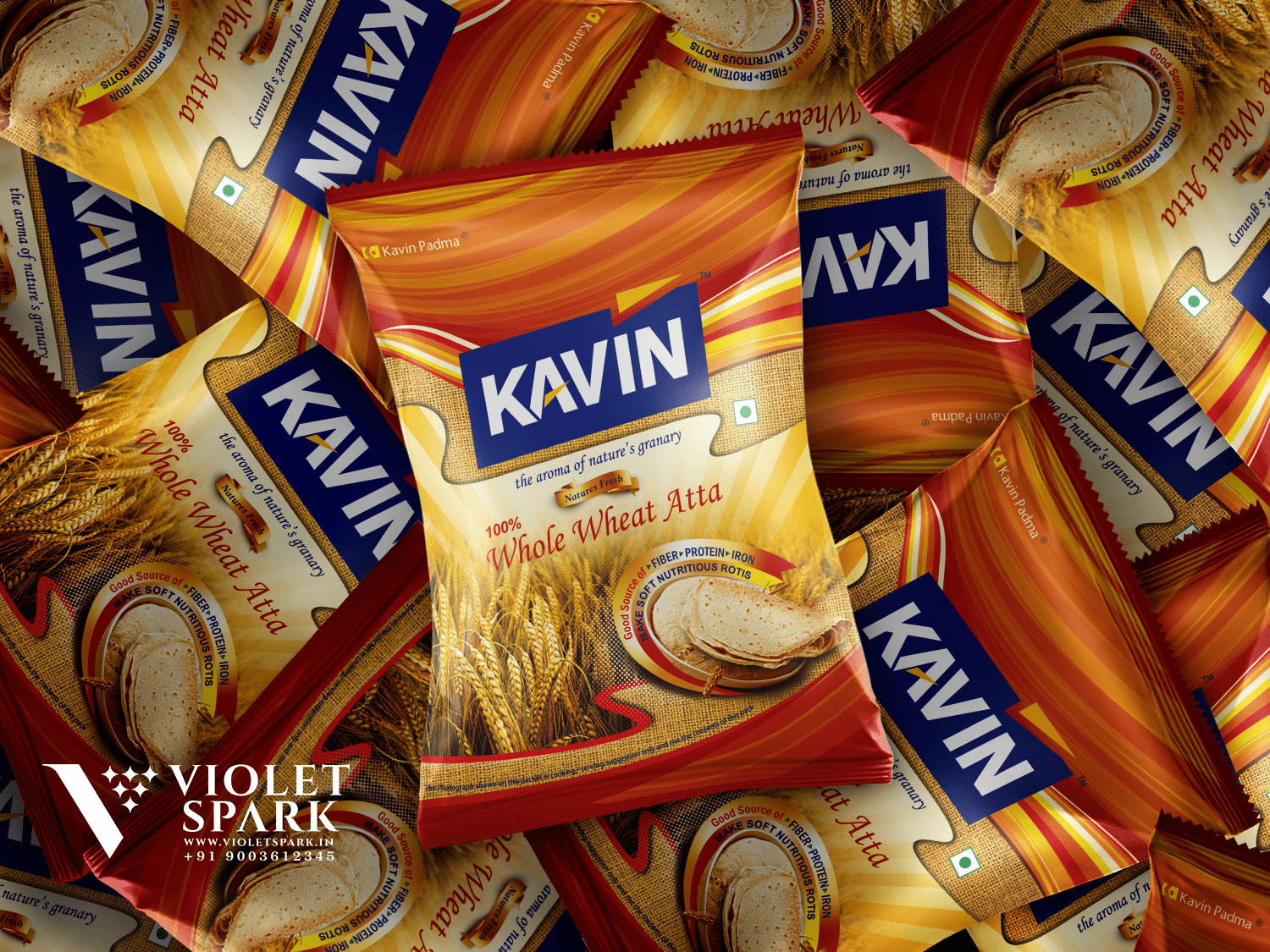 Kavin Whole Wheat Atta Branding Packaging Design Digital Marketing in Delhi by Violet Spark