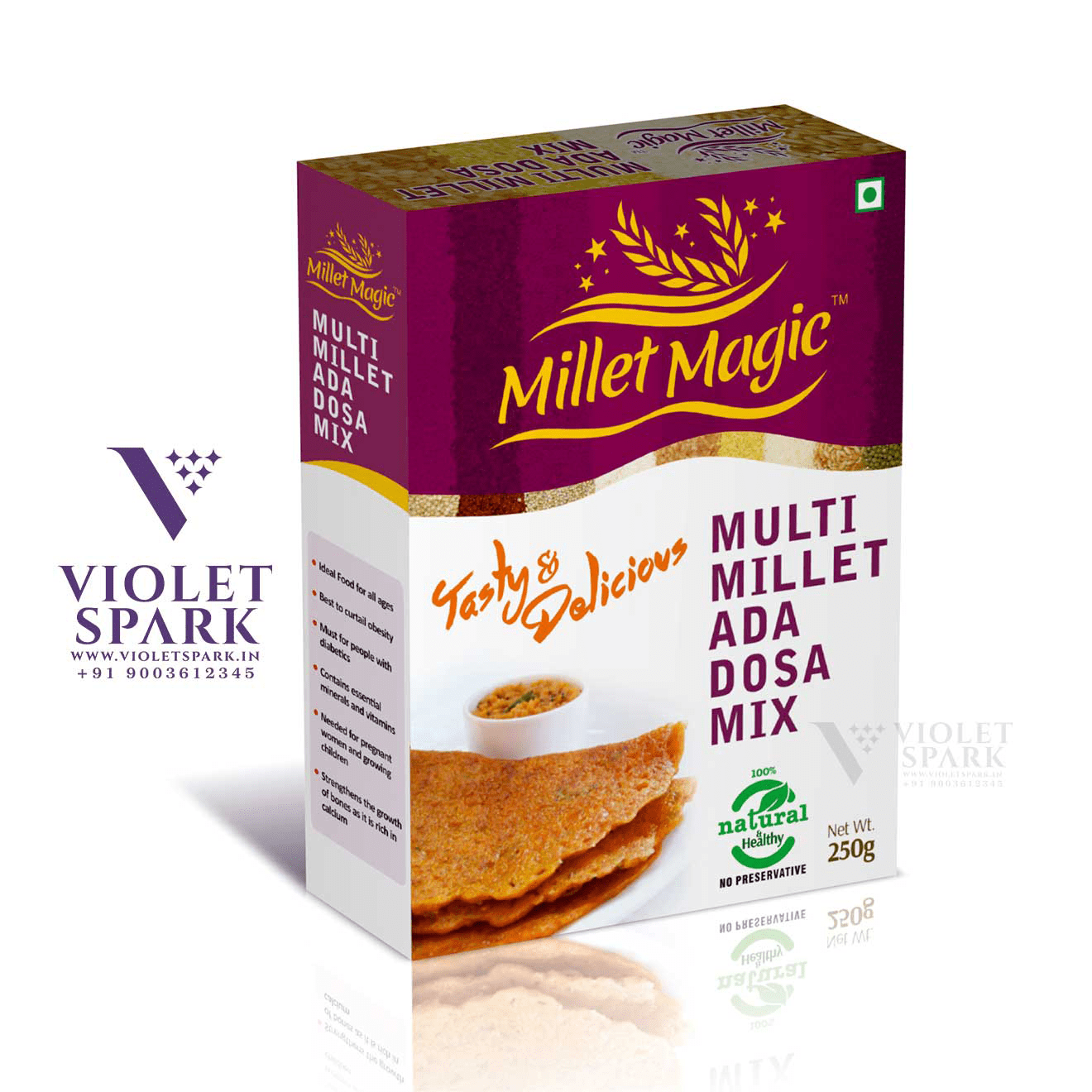 Millet Magic Ada Dosa Mix Branding Packaging Design Digital Marketing in Bangalore by Violet Spark
