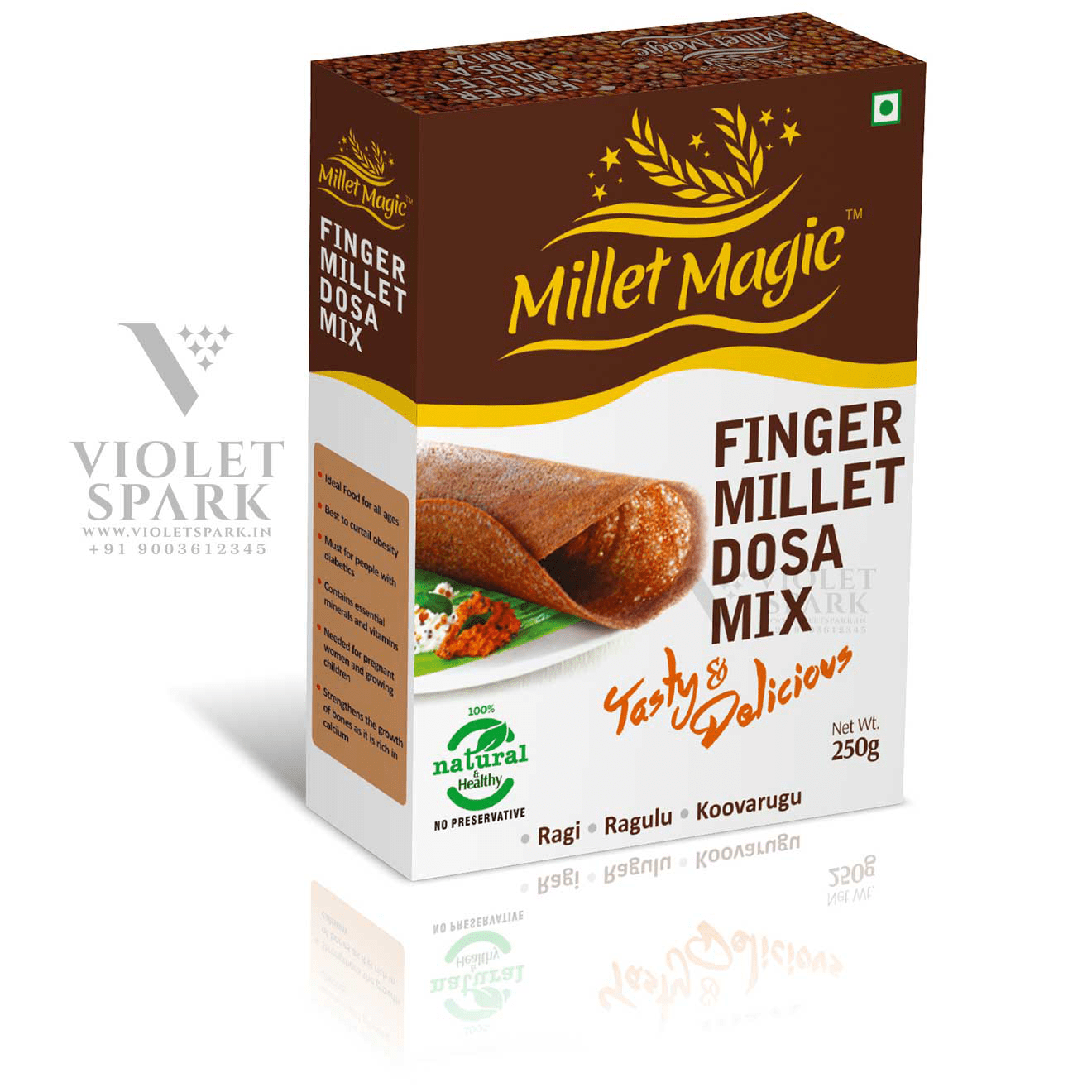 Millet Magic Finger Millet Dosa Mix Branding Packaging Design Digital Marketing in Malayasia by Violet Spark