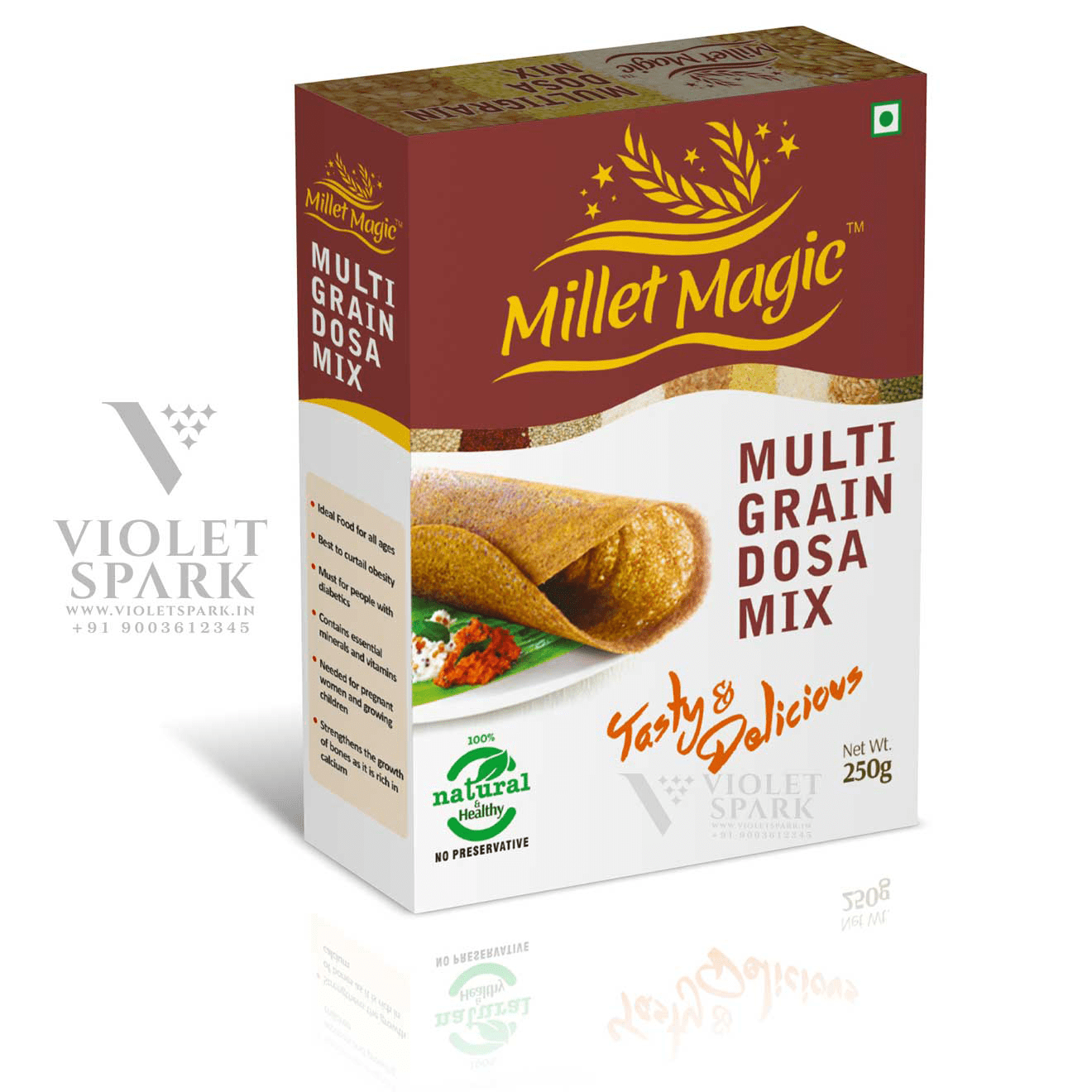 Millet Magic Multi Grain Dosa Mix Branding Packaging Design Digital Marketing in Mumbai by Violet Spark