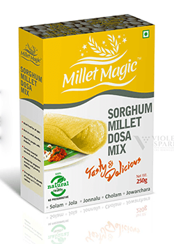 Millet Magic Sorghum Millet Dosa Mix Branding Packaging Design Digital Marketing in Chennai by Violet Spark