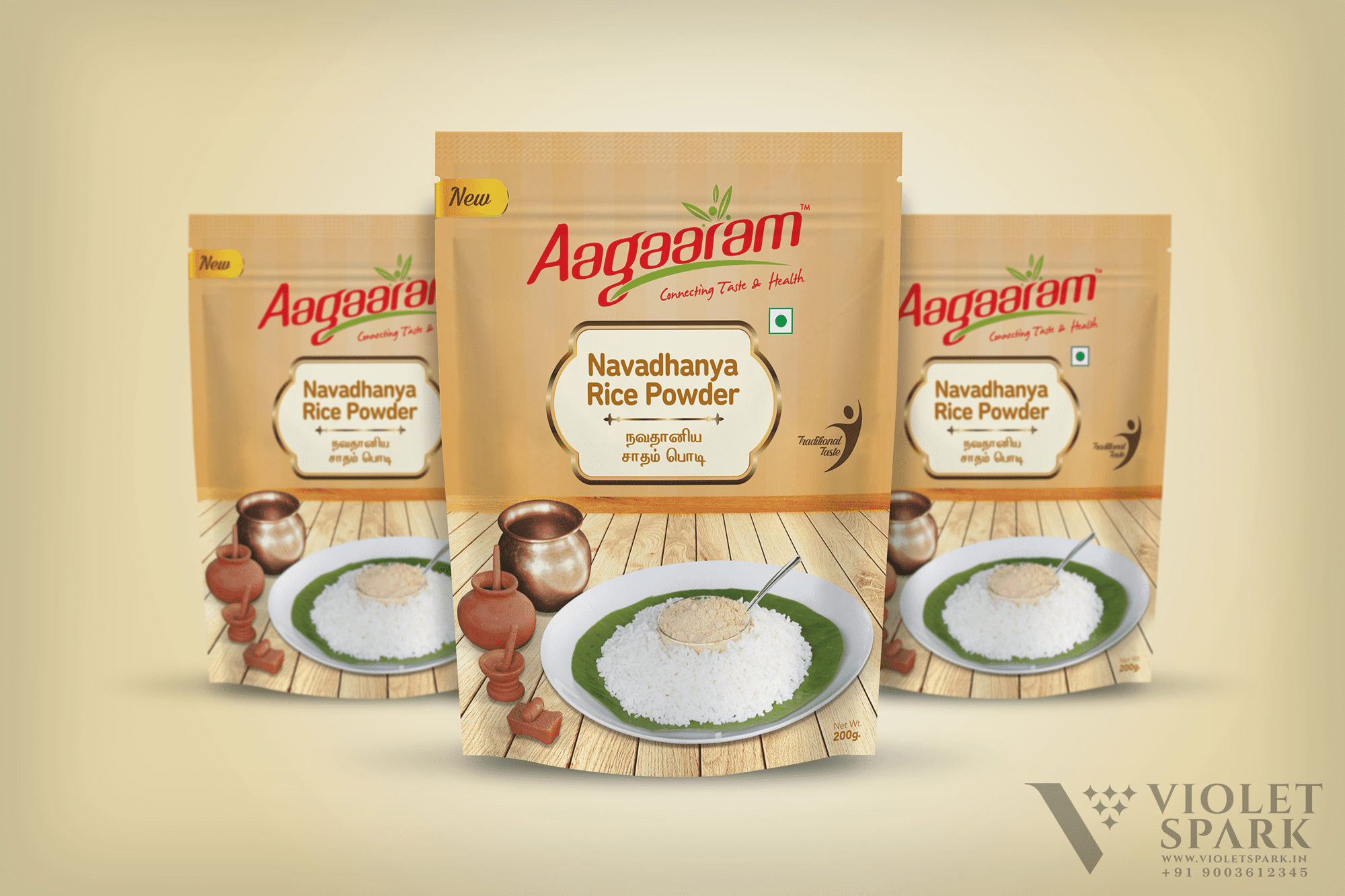 AAGAARAM Brands Navadhanya Rice Powder Branding Packaging Design Digital Marketing in Erode by Violet Spark