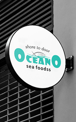 Oceano Sea Food Signboard Graphic Design, Branding Packaging Design in Chennai by Creative Prints thecreativeprints