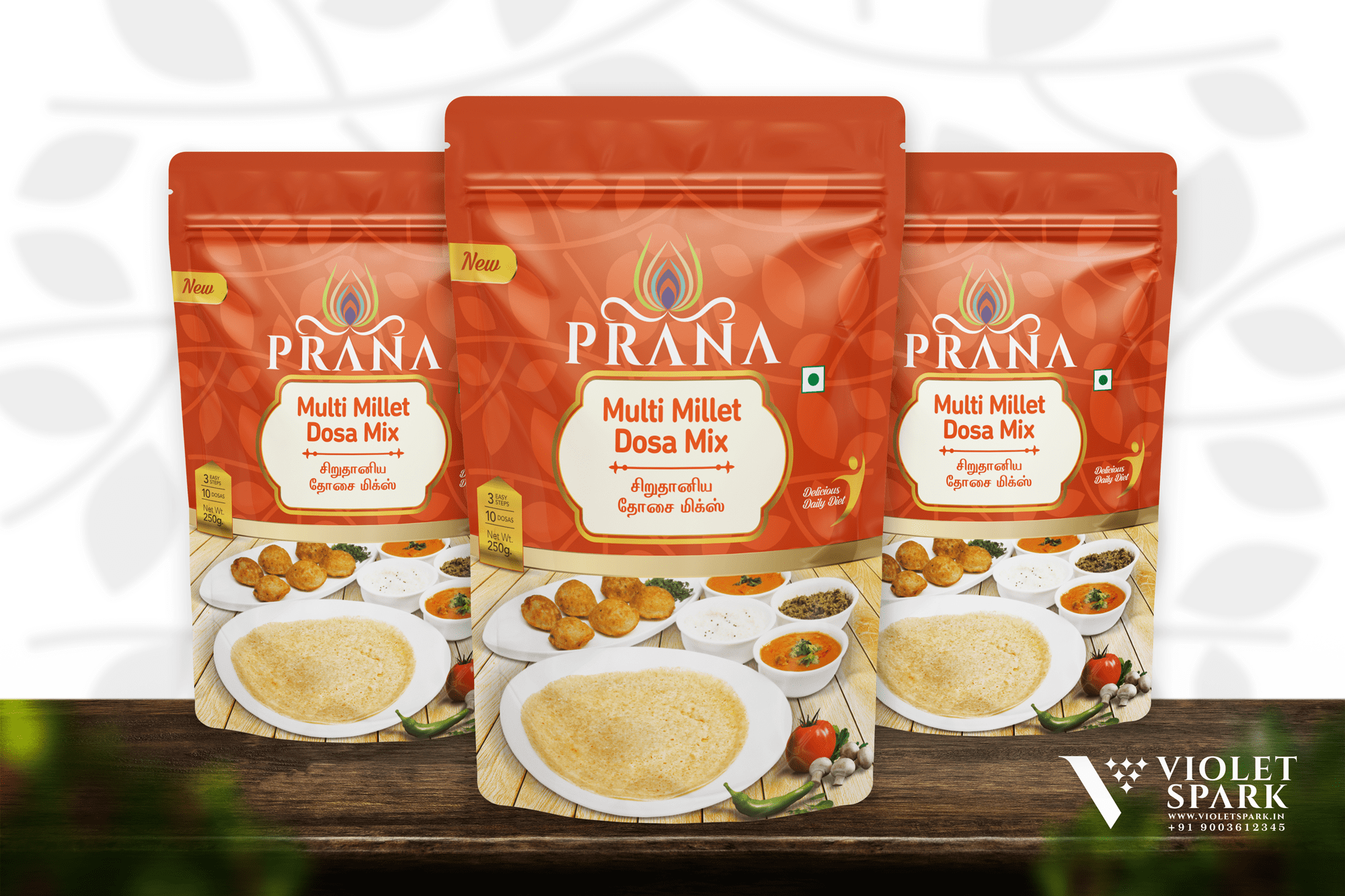 Prana Millet Dosa Mix Branding Packaging Design Digital Marketing in Coimbatore by Violet Spark