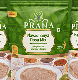 Prana Navadhanya Dosa Mix Graphic Design, Branding Packaging Design in Bangalore by Creative Prints thecreativeprints