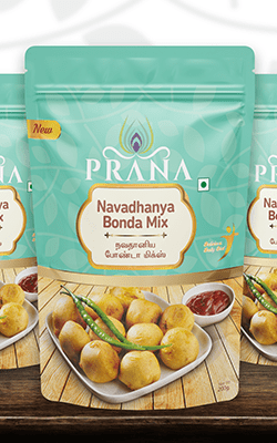 Prana Navadhaya Bonda Mix Branding Packaging Design Digital Marketing in Coimbatore by Violet Spark