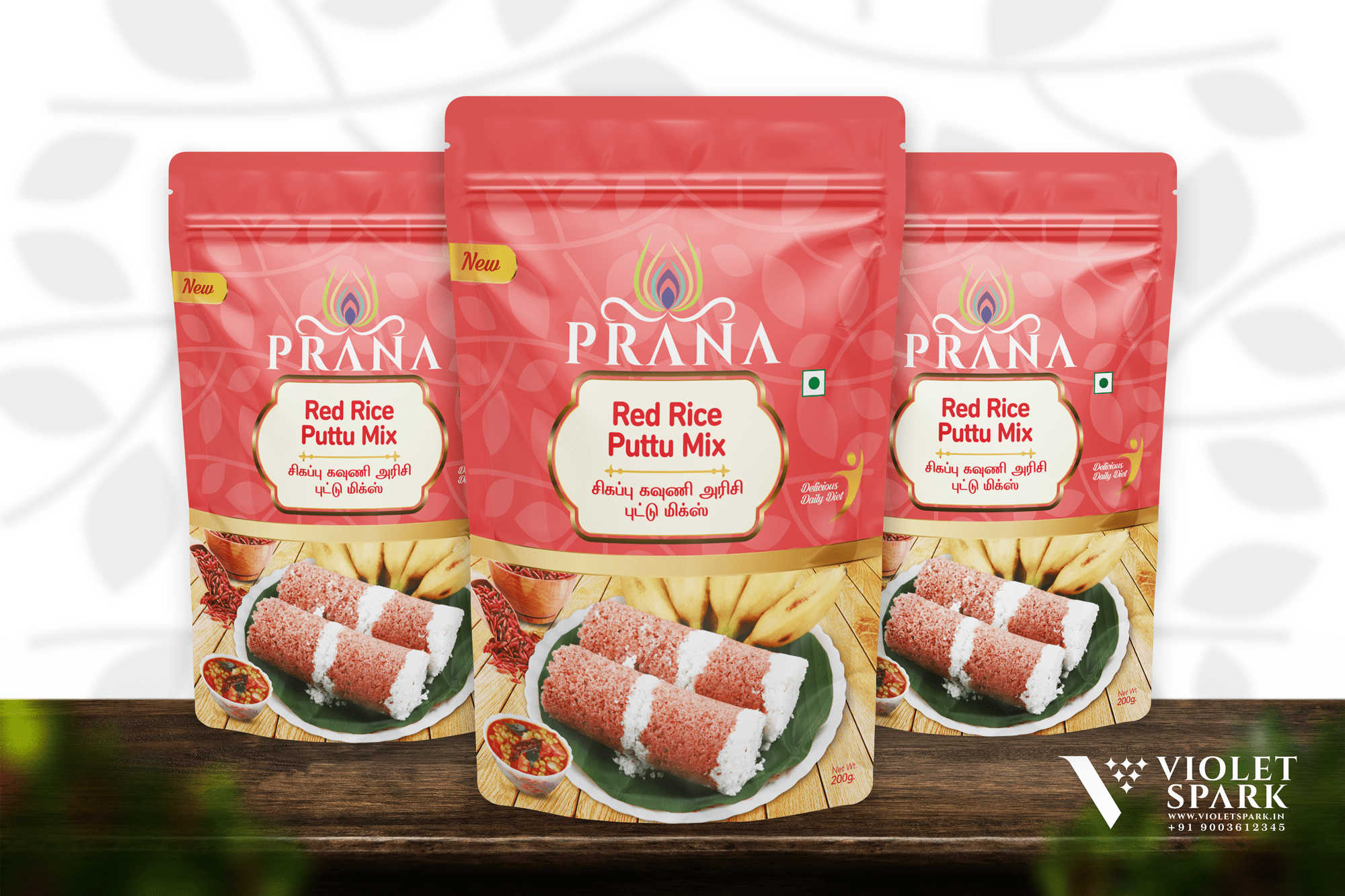 Prana Red Rice Puttu Mix Graphic Design, Branding Packaging Design in Bangalore by Creative Prints thecreativeprints