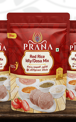 Prana Red Rice Idly Dosa Mix Branding Packaging Design Website Development in Chennai by Creative Prints thecreativeprints