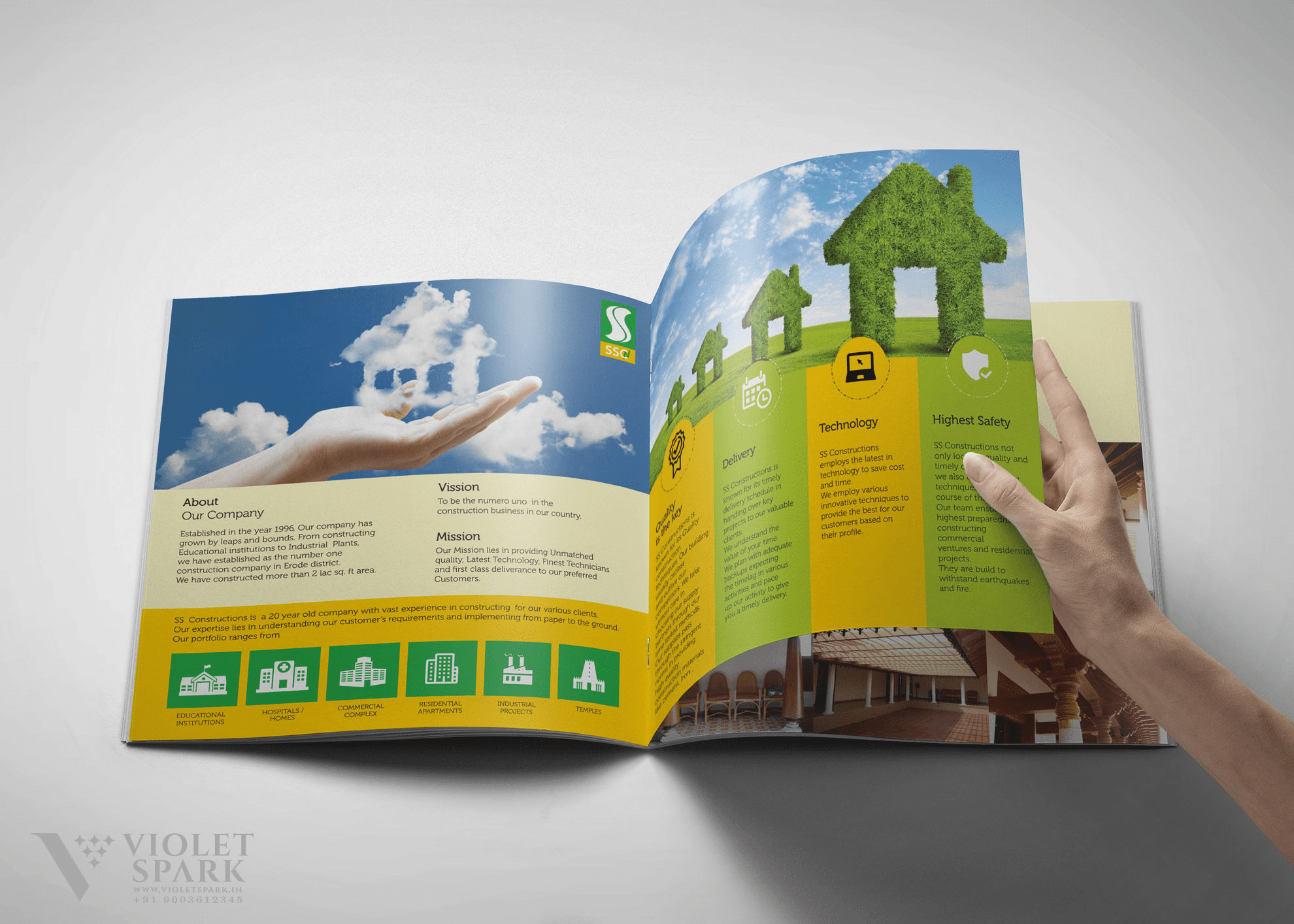SS Constructions Brochure Inner Branding & Packaging Design in Tiruppur by Violet Spark
