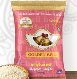 Golden Bell Brand Rajabhogam Rice Branding & Packaging Design in Erode by Creative Prints thecreativeprints