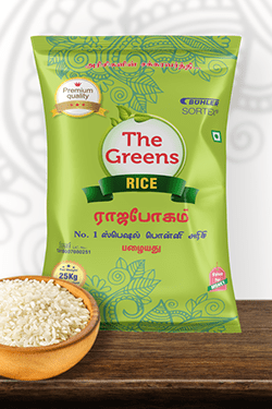 The Greens Brand Rajabhogam Rice Branding & Packaging Design in Tamilnadu by Creative Prints thecreativeprints