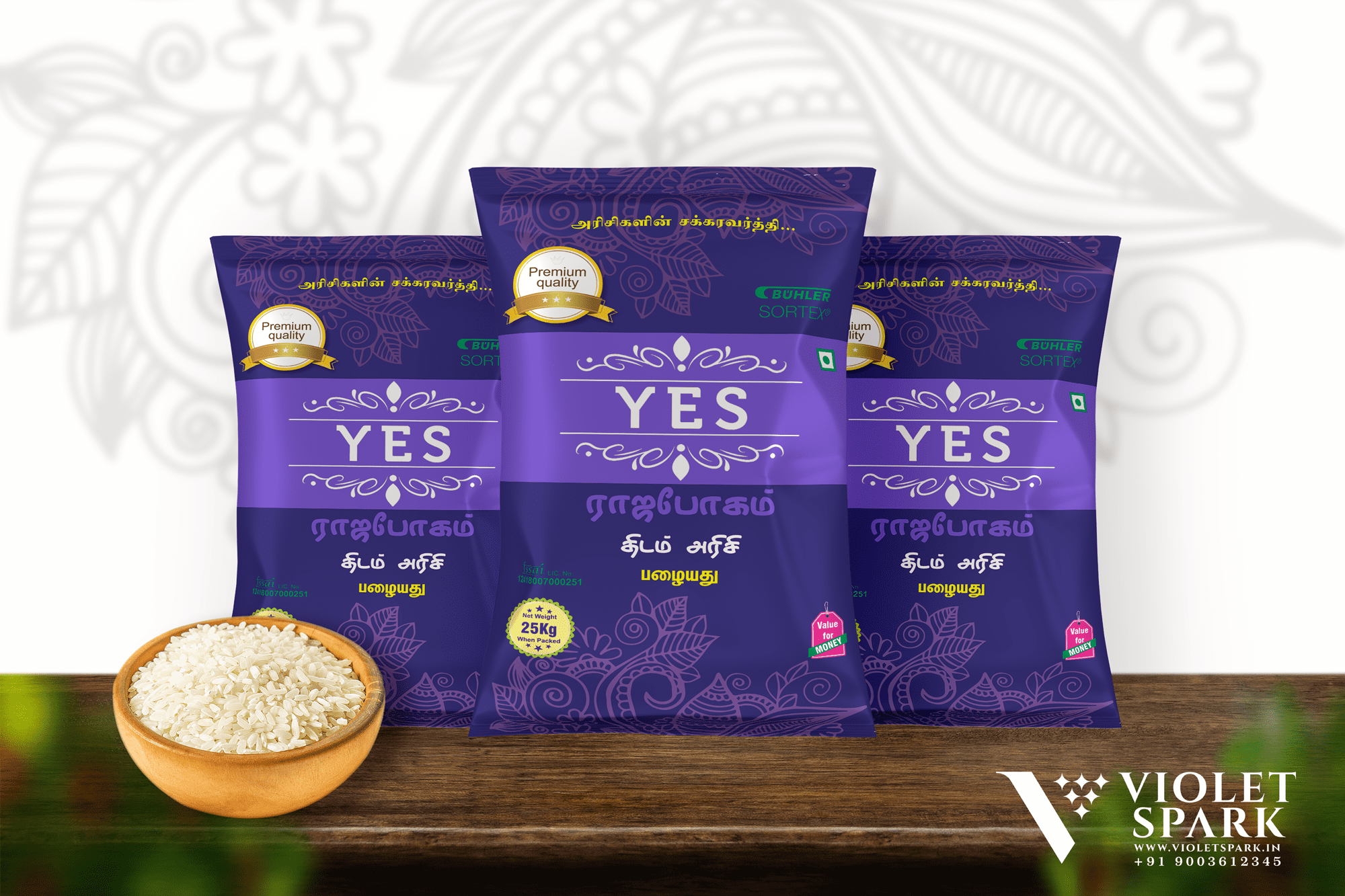 Yes Brand Rajabhogam Rice Branding & Packaging Design in Salem by Creative Prints thecreativeprints