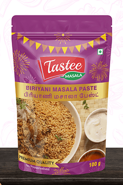 Tastee Masala Brands Biriyani Masala Paste Branding and Packaging Design in Chennai by Violet Spark