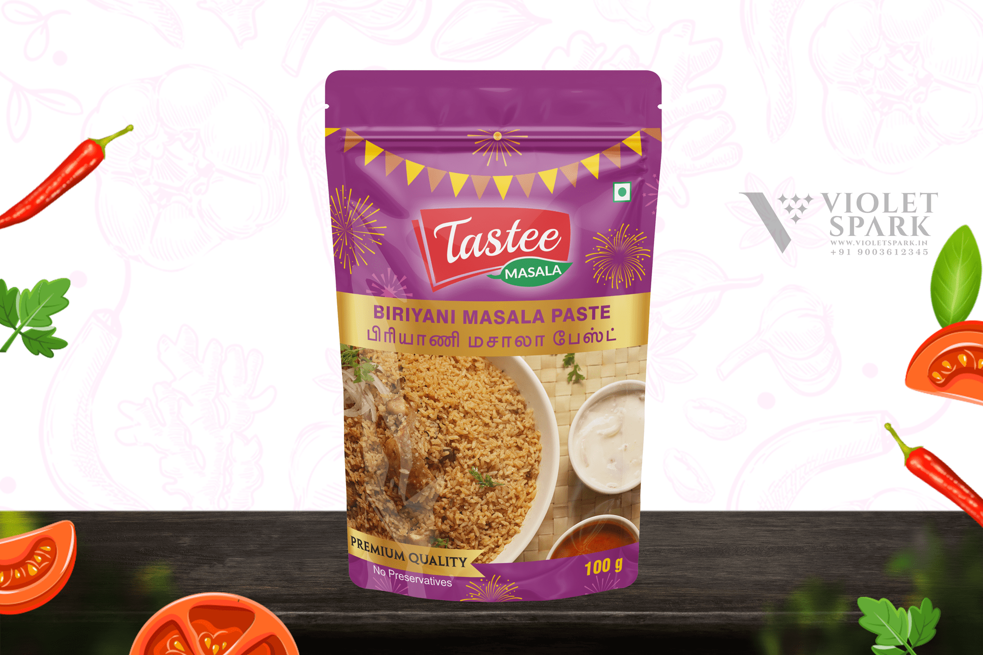 Tastee Masala Brands Biriyani Masala Paste Branding and Packaging Design in Coimbatore by Creative Prints thecreativeprints