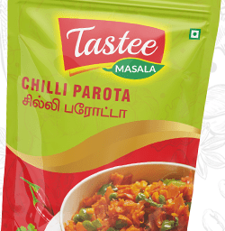 Tastee Masala Brand Chilli Parotta Pouch Packaging Design in Coimbatore by Violet Spark