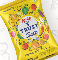 Trust Brand Iodised Salt Branding & Packaging Design in Bangalore by Creative Prints thecreativeprints