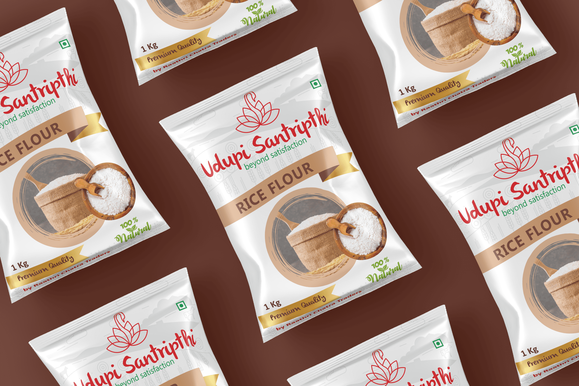 Udupi Santripthi Brand Rice Flour Branding Packaging Design Digital Marketing in Coimbatore by Violet Spark