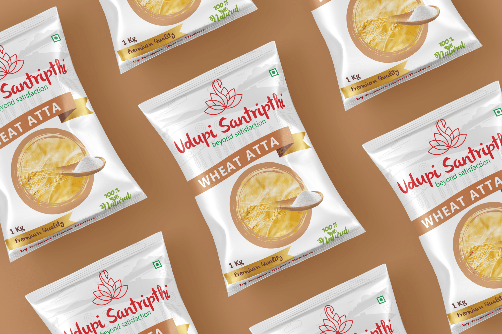 Udupi Santripthi Brand Wheat Flour Branding Packaging Design Digital Marketing in Erode by Creative Prints thecreativeprints