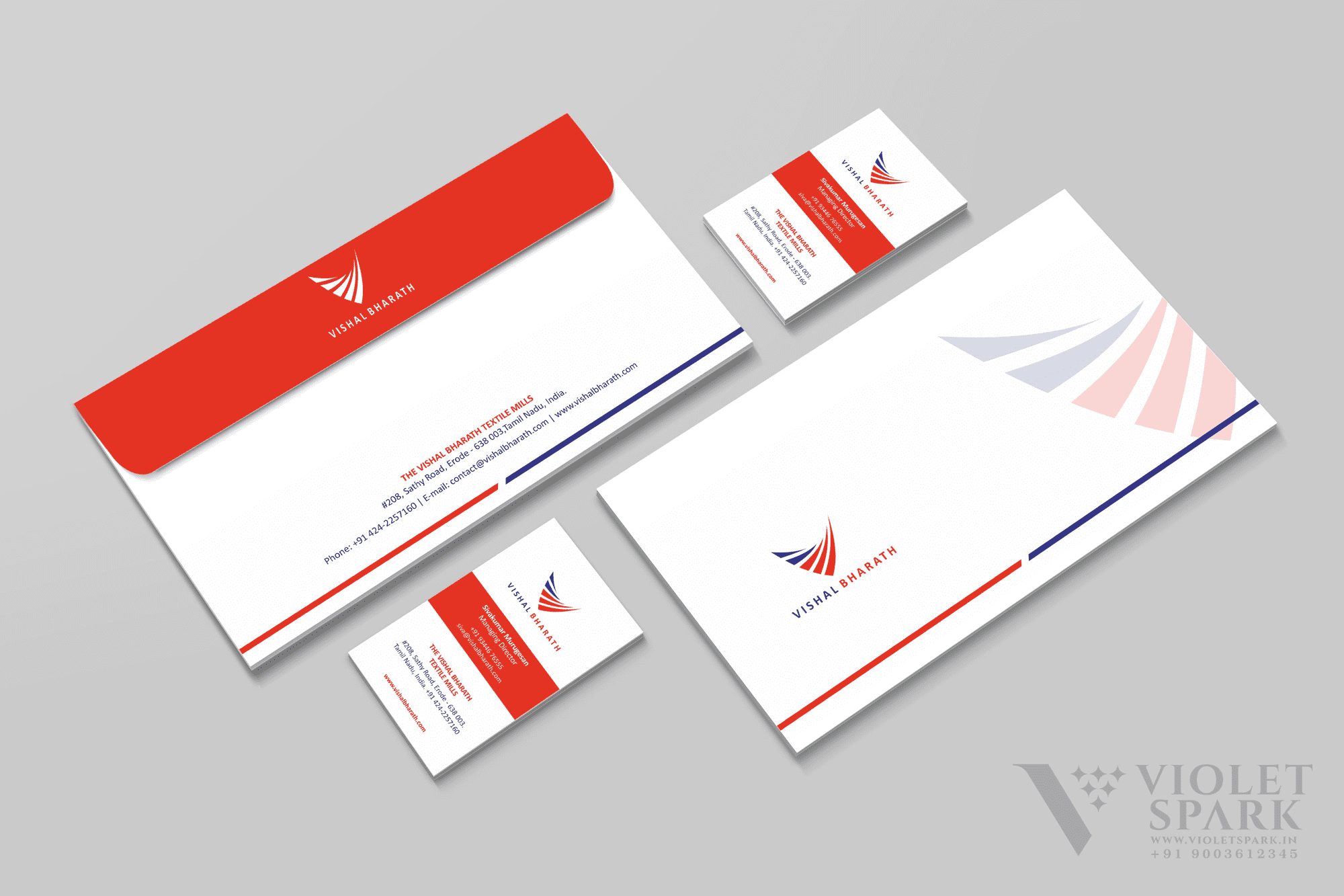 Vishal Bharat Visiting Card and Envelope Design Branding & Packaging Design in Erode by Violet Spark